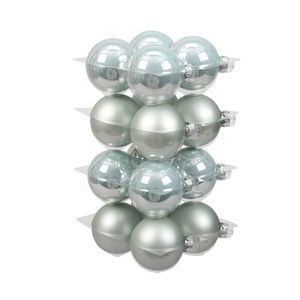 Othmar Decorations Kerstballen - 16x st - mintgroen - 8 cm - glas - Kerstbal