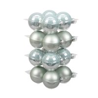 Othmar Decorations Kerstballen - 16x st - mintgroen - 8 cm - glas - Kerstbal - thumbnail