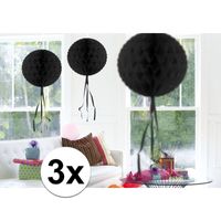 3x feestversiering decoratie bollen zwart 30 cm - thumbnail