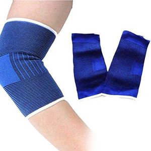 Bandages Elleboogbeschermers medium - 2 stuks - blauw - Elleboog brace elastisch 2 stuks