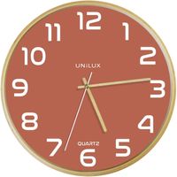 Unilux Baltic wandklok, diameter 30,5 cm, houten frame, roze 5 stuks - thumbnail