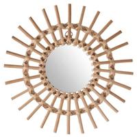 Atmosphera Wandspiegel - rond - rotan - D30 cm - bohemian spiegel