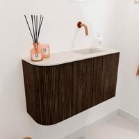 Toiletmeubel Mondiaz Joya Dlux | 71.6 cm | Meubelkleur Walnut | Faye wastafel Meli Wasbak Rechts | Zonder kraangat(en)