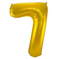 Folie ballon van cijfer 7 in het goud 86 cm   -