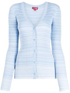 STAUD cardigan en maille nervurée Cargo Sweater à rayures - Bleu