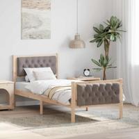 Bedframe met hoofdeinde Taupe 80 x 200 cm Massief grenenhout