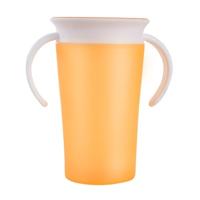 360 graden gedraaid baby leren drinkbeker met dubbele handvat Flip (geel)