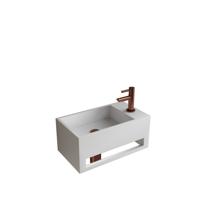 Fonteinset BWS Solid Surface Met Handdoekhouder Rechts Mat Wit Koper