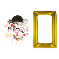 Foto prop set met frame - Verkleed accessoires - thema feest - 21-delig - photo booth spullen