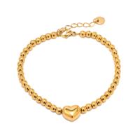 Gouden kralen armband met hartje Gouden kralen armband met hartje