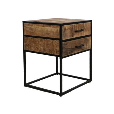 Nachtkastje 2 lades - 45x40x55 - Bruin/zwart - Mangohout/Metaal Nachtkastje 2 lades - 45x40x55 - Bruin/zwart - Mangohout/Metaal