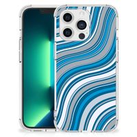 iPhone 13 Pro Max Doorzichtige Silicone Hoesje Waves Blue - thumbnail