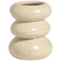 Leen Bakker - Tandenborstelhouder Pebbles - Keramiek - Beige - 8.6x8.6x10.4 Cm