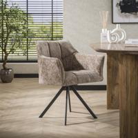 LifestyleFurn Draaibare Eetkamerstoel 'Thandie' Rich stof, kleur Champagne