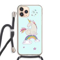 Regenboog eenhoorn: iPhone 11 Pro Max Transparant Hoesje met koord