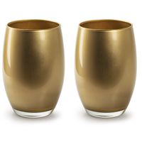 2x Stuks Bloemenvazen Galileo - goud kleurig stevig glas - H20 x D14 cm - thumbnail