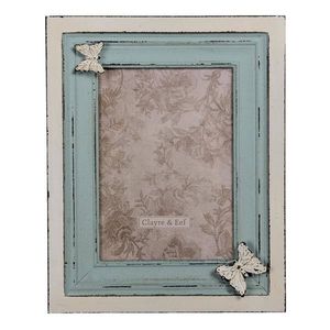 Clayre & Eef Blauw groene Fotolijst 21*2*26 cm / 13*18 cm 2F0884