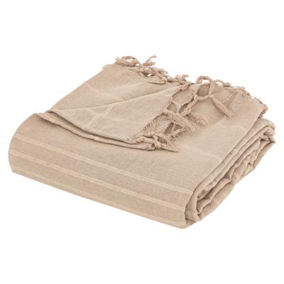 Atmosphera Plaid - beige - 230 x 250 cm - katoen - met franjes - kleed - dekentje