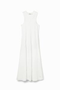 Midi-jurk geribde patch - WHITE - XS