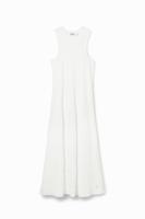 Midi-jurk geribde patch - WHITE - XS