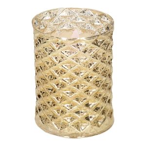 Luxe LED kaars - in glas - goud structuur - 9,5 cm - flakkerend led licht