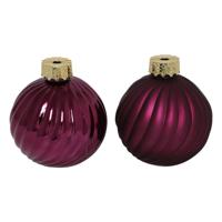 Kerstbal vaas Stripe paars glas Ø10cm