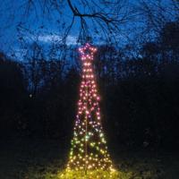 Vlaggenmast kerstboom met ster - verlicht - H200 cm - 236 led lampjes - kleurveranderend?