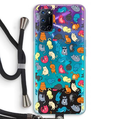 Kleurrijke katten: Oppo A52 Transparant Hoesje met koord