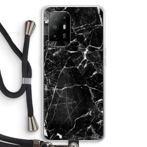 Zwart Marmer 2: Oppo A95 5G Transparant Hoesje met koord