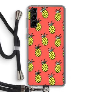 Ananas: Samsung Galaxy S21 Plus Transparant Hoesje met koord