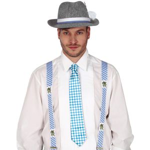 Oktoberfest verkleed stropdas - blauw/wit - polyester - volwassenen/unisex - carnaval