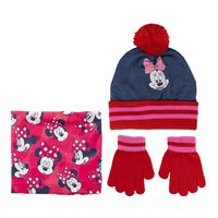 Disney Minnie Mouse 3-delig winterset - muts/handschoenen/nek warmer - rood - voor kinderen