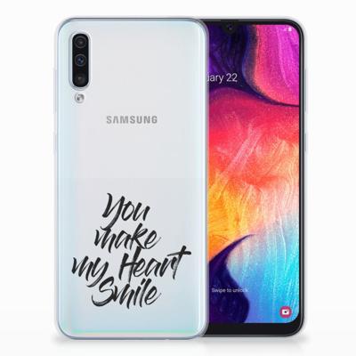 Samsung Galaxy A50 | Siliconen hoesje | met naam Heart Smile Samsung Galaxy A50 | Siliconen hoesje | met naam Heart Smile