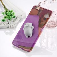 Voor iPhone 6 Plus & 6s Plus 3D mooie kat patroon Squeeze Relief IMD vakmanschap Squishy Dropproof terug dekken beschermhoes