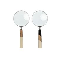 Decoratieve figuren Home ESPRIT Tweekleurig Koloniaal Vergrootglas 10 x 2,5 x 24,5 cm (2 Stuks)