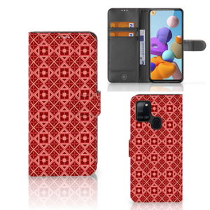 Samsung Galaxy A21s Telefoon Hoesje Batik Rood