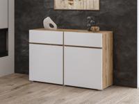 Commode CROSSAIR 2 deuren 2 lades wit/wotan eik