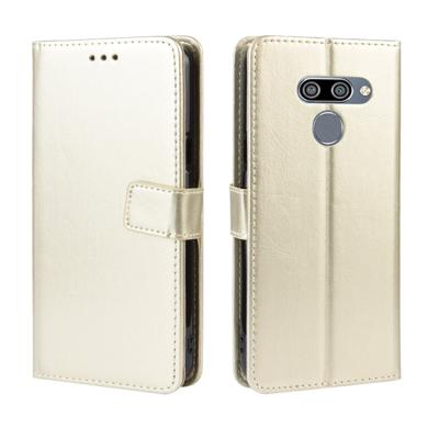 Retro Crazy Horse textuur horizontale Flip lederen case voor LG K50/LG q60 met houder & card slots & fotolijst (goud)