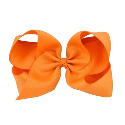 5 stuks 6 inch kleurrijke Kids meisjes grote effen lint haar boog clips (9)