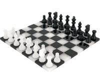 Zwart en Wit Rand tot Rand Alabaster Schaakset 36 cm