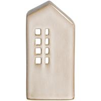 1+1 Gratis Leen Bakker - Theelichthouder Huis - 14x11x7,5 Cm - Keramiek - Beige - 7.5x11x14 Cm