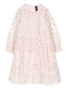 NEEDLE & THREAD KIDS robe évasée Beatrice à pois - Rose