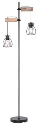 Globo Staande lampMina zwart met hout - 15326-2SN