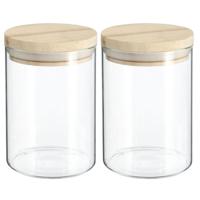 Secret de Gourmet Voorraadbus - 2x stuks - voorraadpot - 600 ml - glas met houten deksel