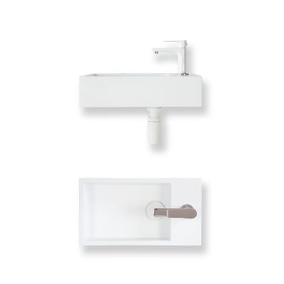 Fonteinset Baseline solid surface 40x22x10 cm wit mat