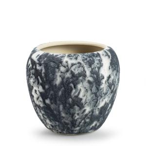 Plantenpot/bloempot Marble - wit/zwart - keramiek - D16 x H14 cm