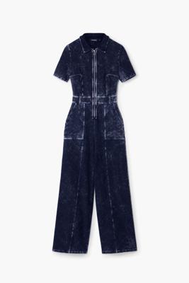 Denim jumpsuit met wassingseffect - BLUE - S Denim jumpsuit met wassingseffect - BLUE - S