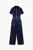 Denim jumpsuit met wassingseffect - BLUE - S - thumbnail