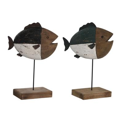 Decoratieve figuren DKD Home Decor Multicolour Natuurlijk Vis 18 x 8 x 26 cm (2 Stuks)