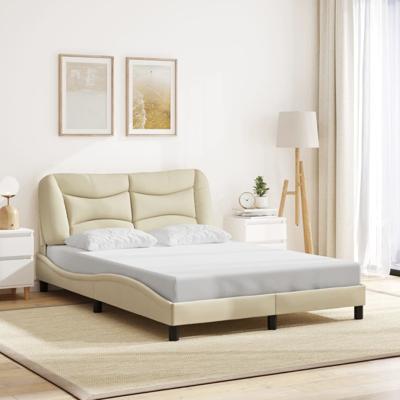 Bedframe zonder matras stof crèmekleurig 140x200 cm
